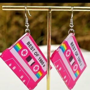 Retro Cassette Tape Earrings | 80s 90s Nostalgia Dangle Jewelry